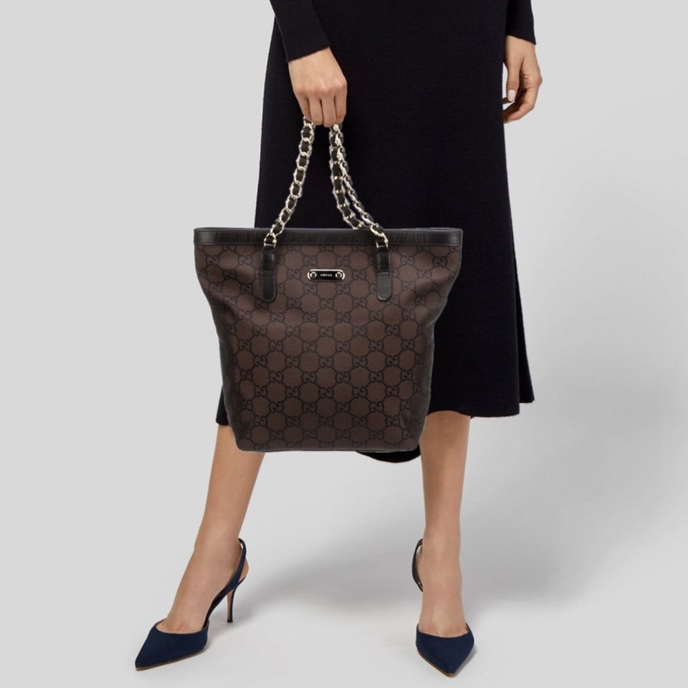 Gucci Monogram Tote w/Chain Strap
